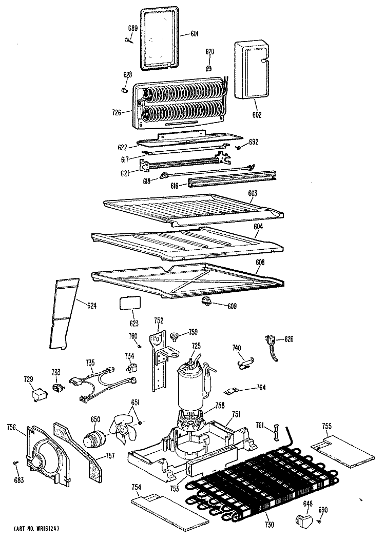 Section Diagram and Parts List for TBX18LJBR  General Electric Refrigerator