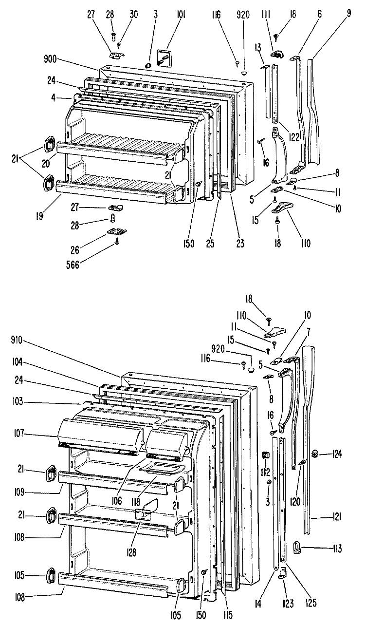 Section Diagram and Parts List for TBX20ZJBR  General Electric Refrigerator