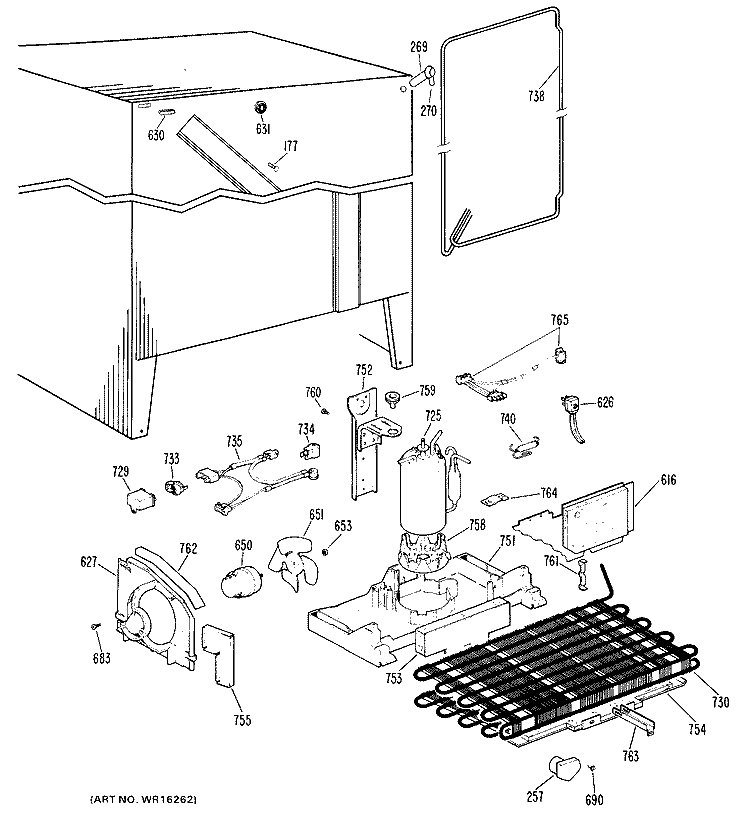 Section Diagram and Parts List for TFX19LHF  General Electric Refrigerator