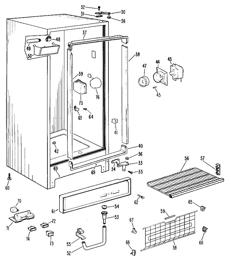 Section Diagram and Parts List for CA19DKB  General Electric Freezer