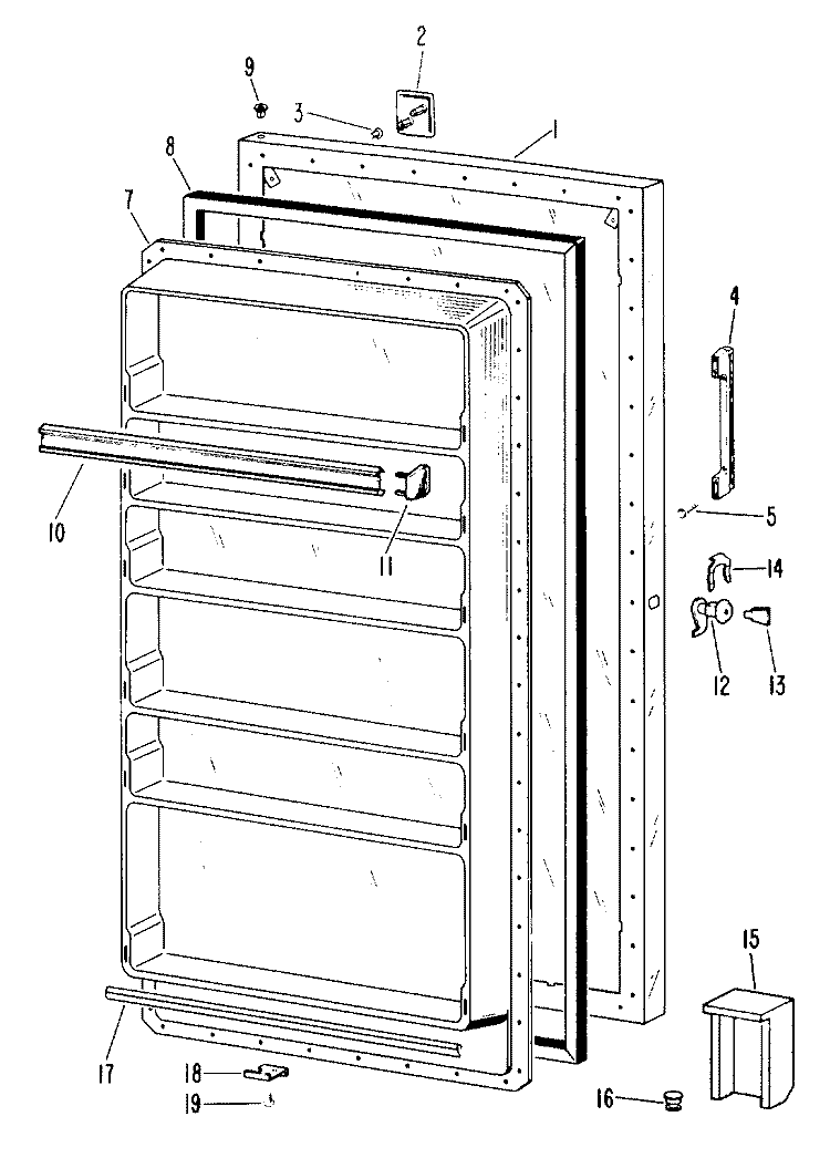 Section Diagram and Parts List for CA19DKB  General Electric Freezer