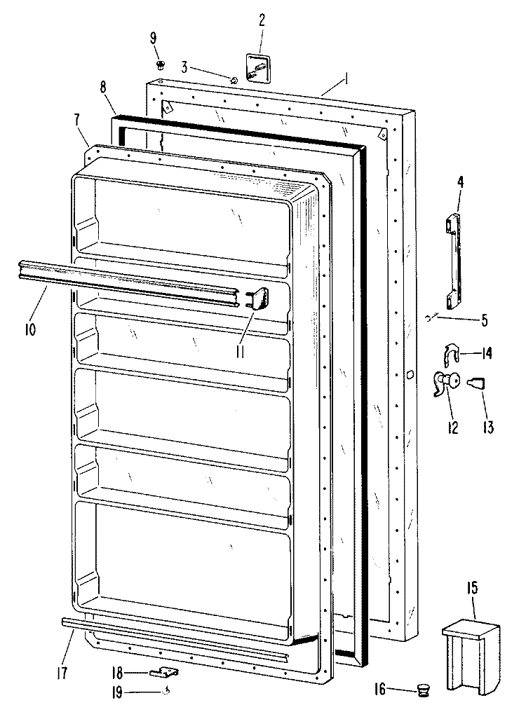 Section Diagram and Parts List for CA21DKB  General Electric Freezer