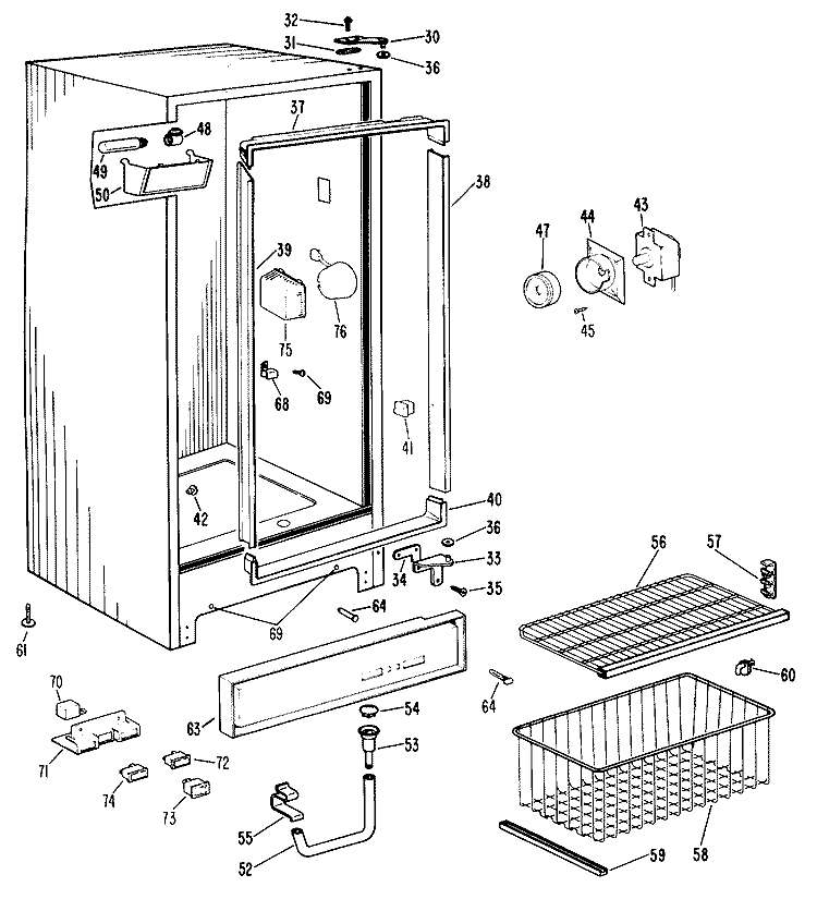 Section Diagram and Parts List for CA21DKB  General Electric Freezer