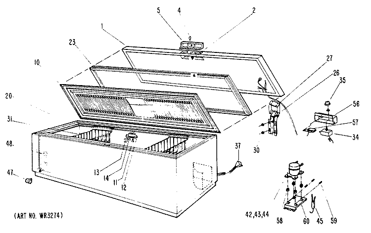 Section Diagram and Parts List for CB22DKB  General Electric Freezer