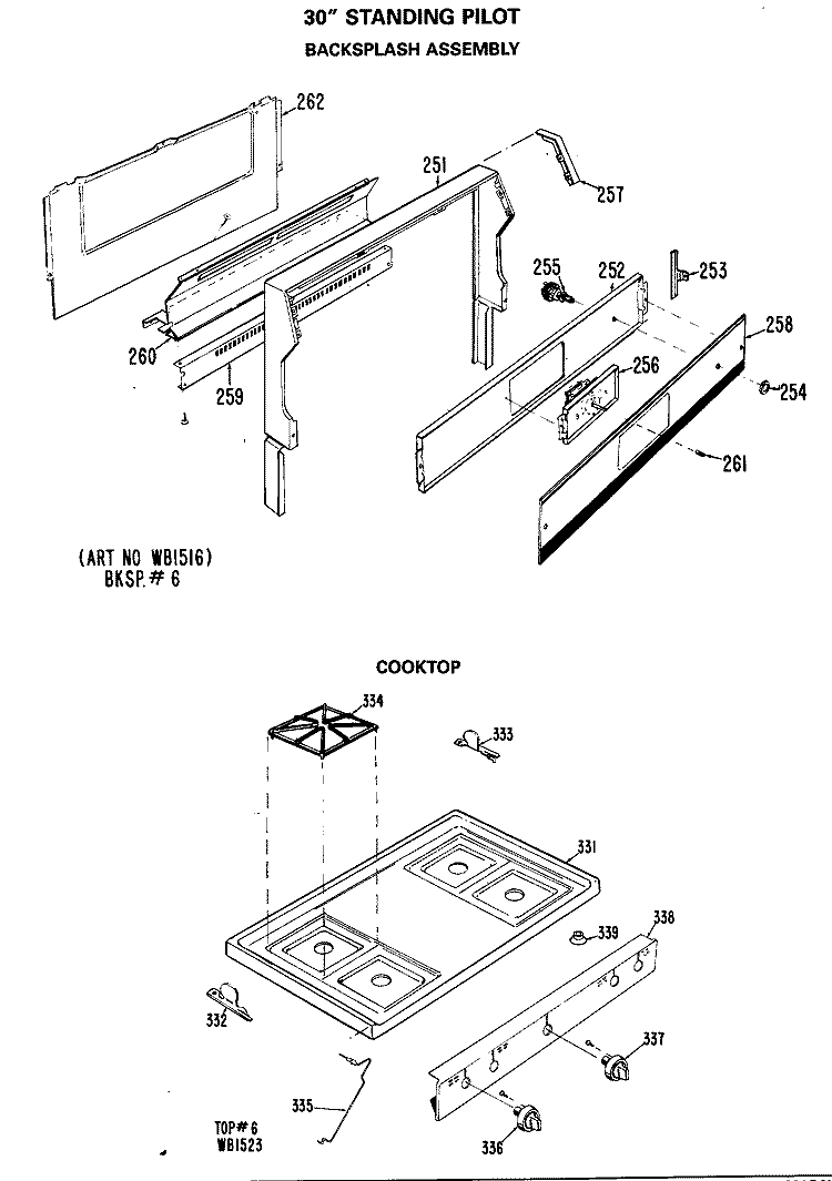 BACKSPLASH ASSEMBLY Diagram and Parts List for JGBS16PJ2  General Electric Range