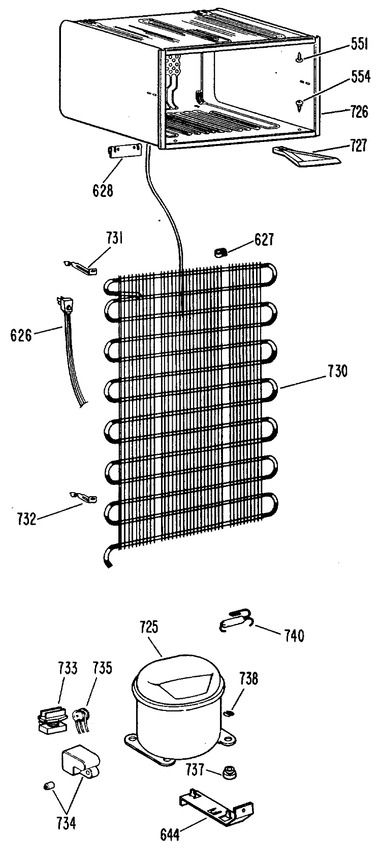 Section Diagram and Parts List for TA11SJBLAD  General Electric Refrigerator