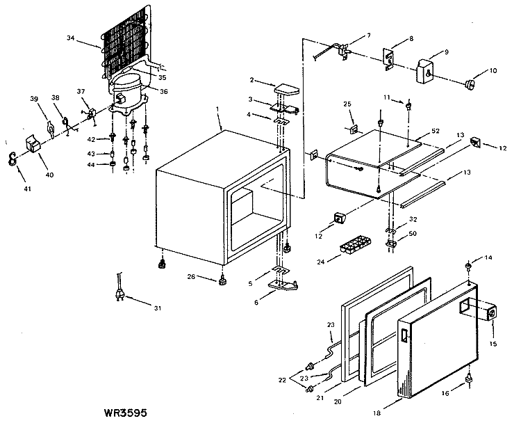 Section Diagram and Parts List for CA2DK-B  General Electric Freezer