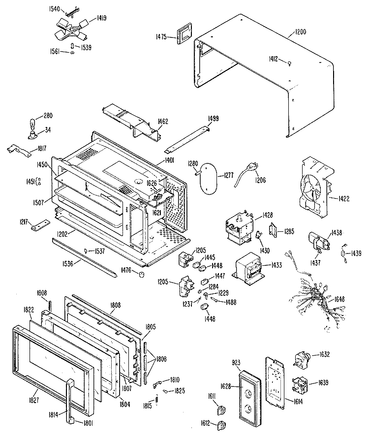 Section Diagram and Parts List for JEM81202  General Electric Microwave