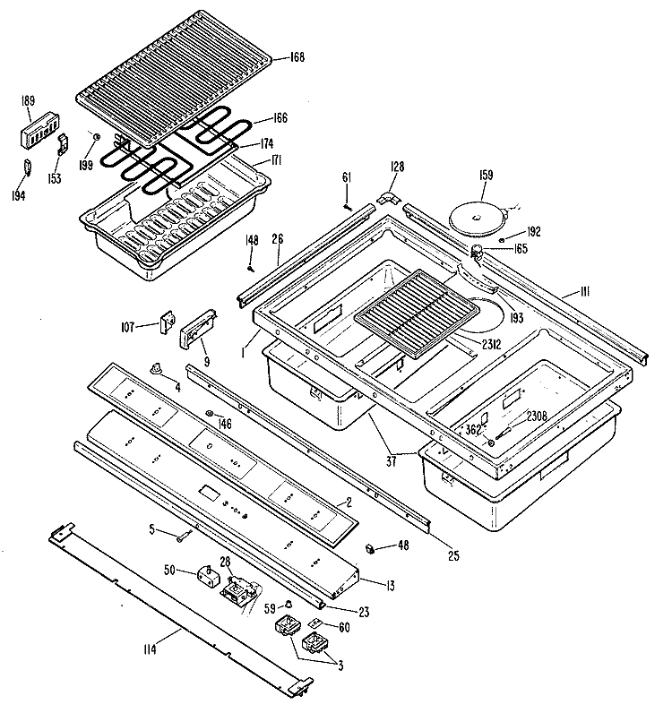 Section Diagram and Parts List for JP672B9K2BC  General Electric Cooktop