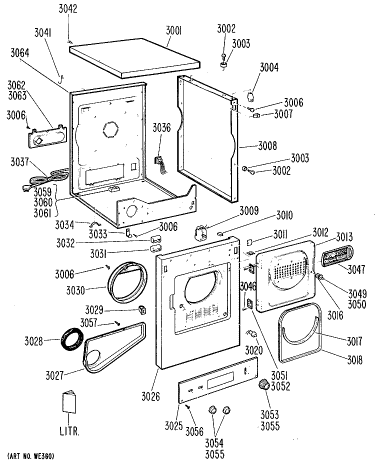 Section Diagram and Parts List for DDP1375GCM  General Electric Dryer