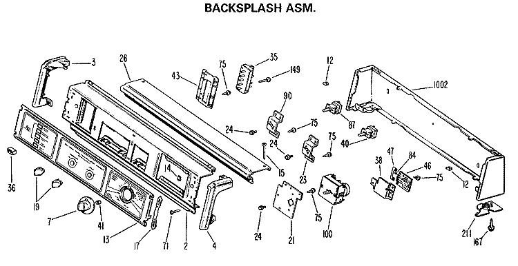 BACKSPLASH ASM. Diagram and Parts List for DDG9280GEL  General Electric Dryer