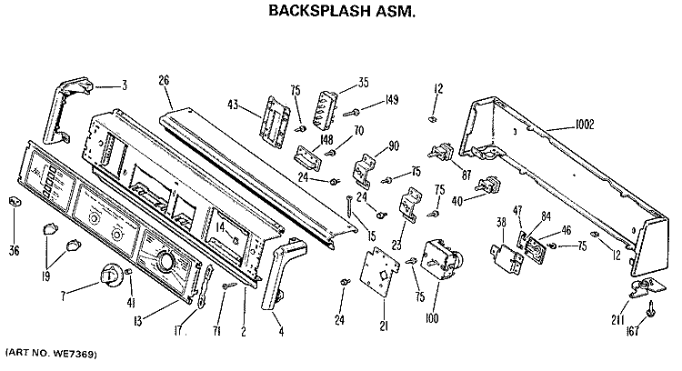 BACKSPLASH ASM. Diagram and Parts List for DDE8200GBL  General Electric Dryer
