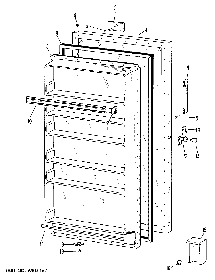 Section Diagram and Parts List for CA13DKC  General Electric Freezer