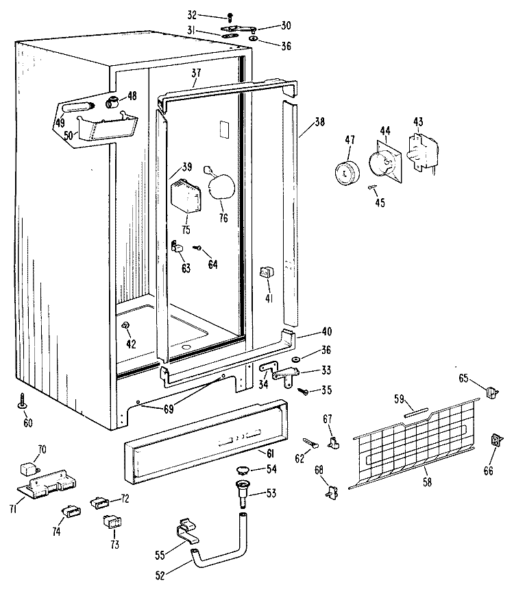 Section Diagram and Parts List for CA13DKC  General Electric Freezer
