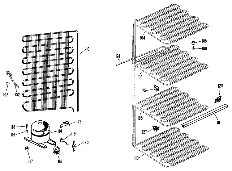Section Diagram and Parts List for CA13DKD  General Electric Freezer