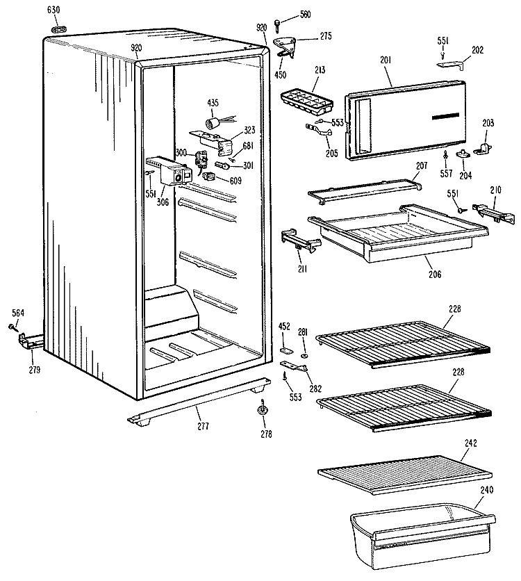 Section Diagram and Parts List for TA14SJCLAD  General Electric Refrigerator