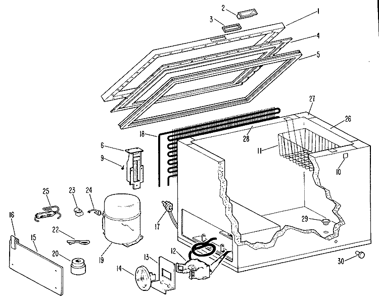 Section Diagram and Parts List for CB10SKB  General Electric Freezer
