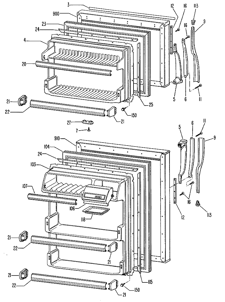 Section Diagram and Parts List for TB13SJCLAD  General Electric Refrigerator