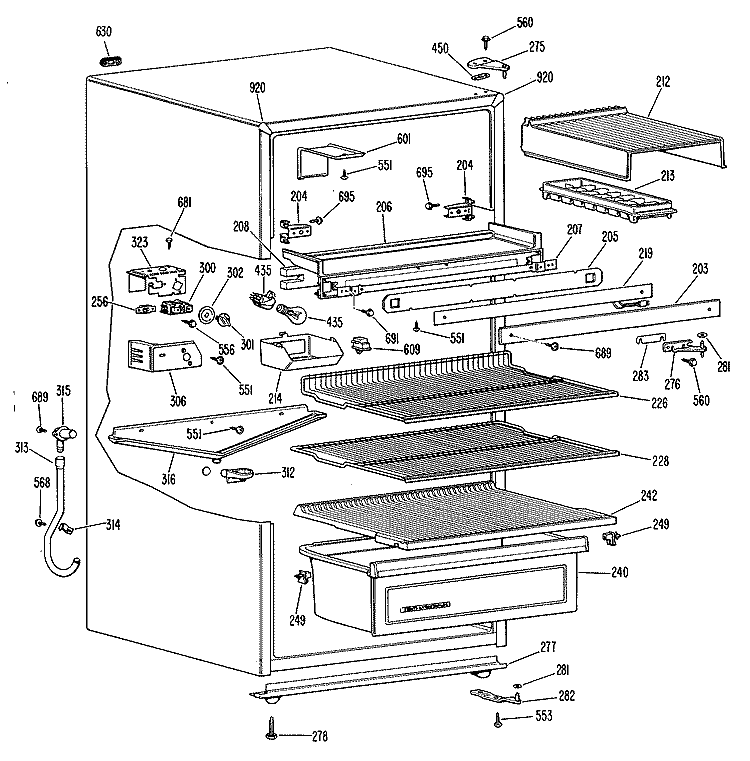 Section Diagram and Parts List for TB13SJCLAD  General Electric Refrigerator