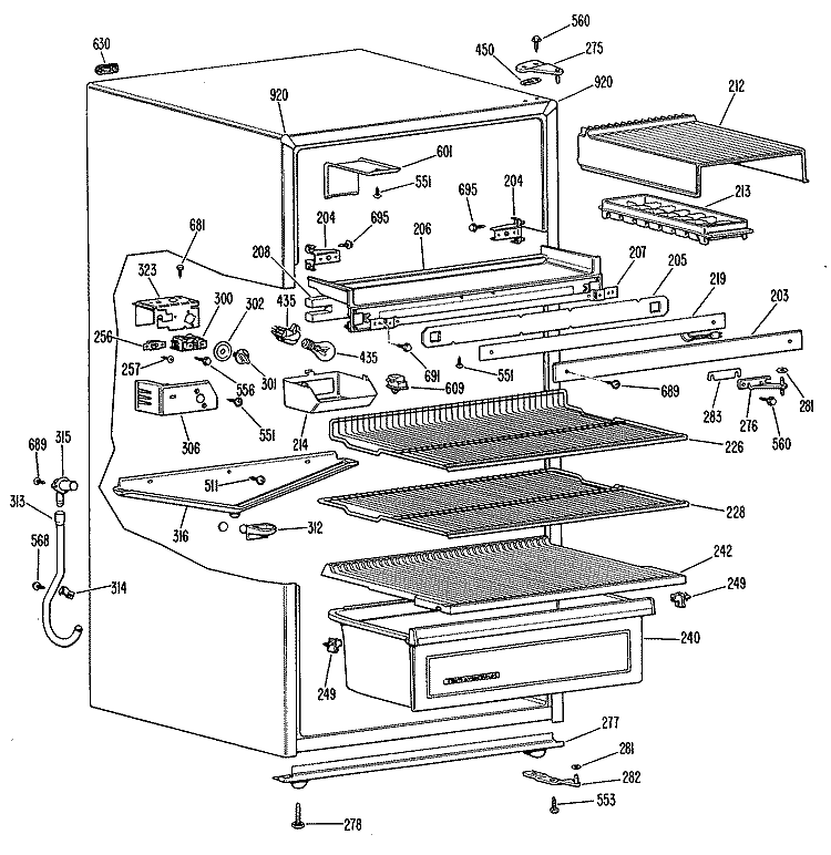 Section Diagram and Parts List for TB15SJCRAD  General Electric Refrigerator