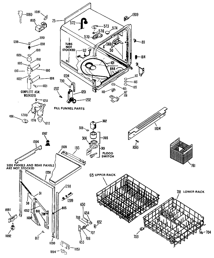 Section Diagram and Parts List for GSC452-08  General Electric Dishwasher