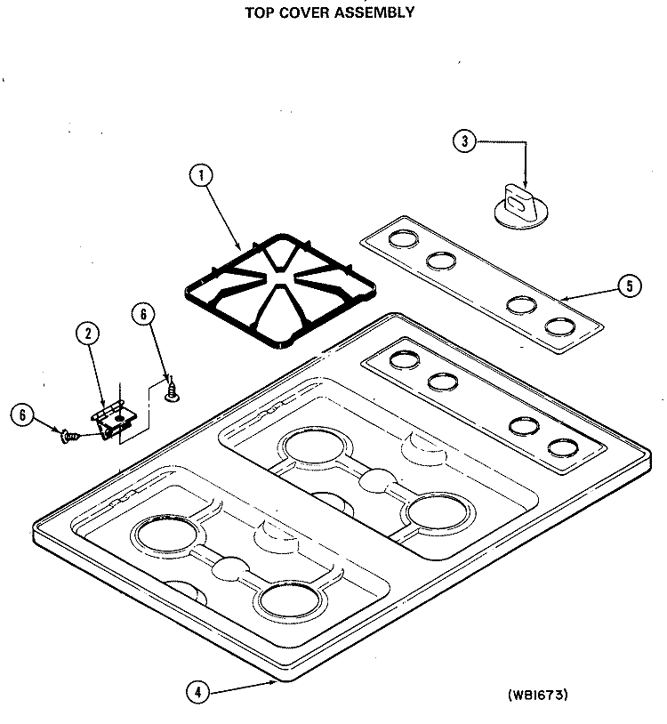 TOP COVER ASSEMBLY Diagram and Parts List for JGP300EK1  General Electric Cooktop