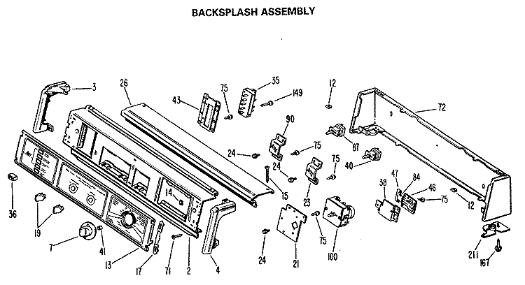 BACKSPLASH ASSEMBLY Diagram and Parts List for DDG9380LAL  General Electric Dryer