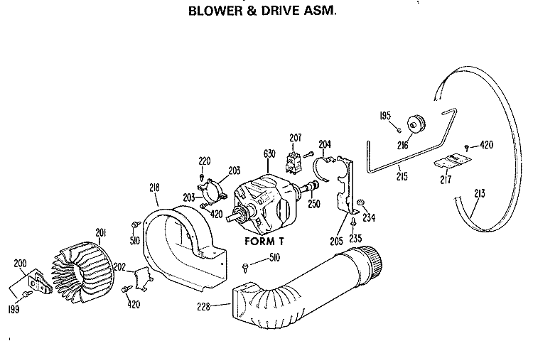 BLOWER & DRIVE ASM. Diagram and Parts List for DDE9300LBL  General Electric Dryer