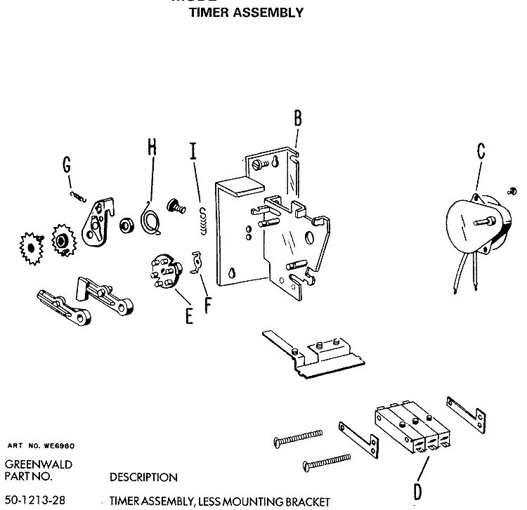 TIMER ASSEMBLY Diagram and Parts List for DDC5000FBL  General Electric Dryer