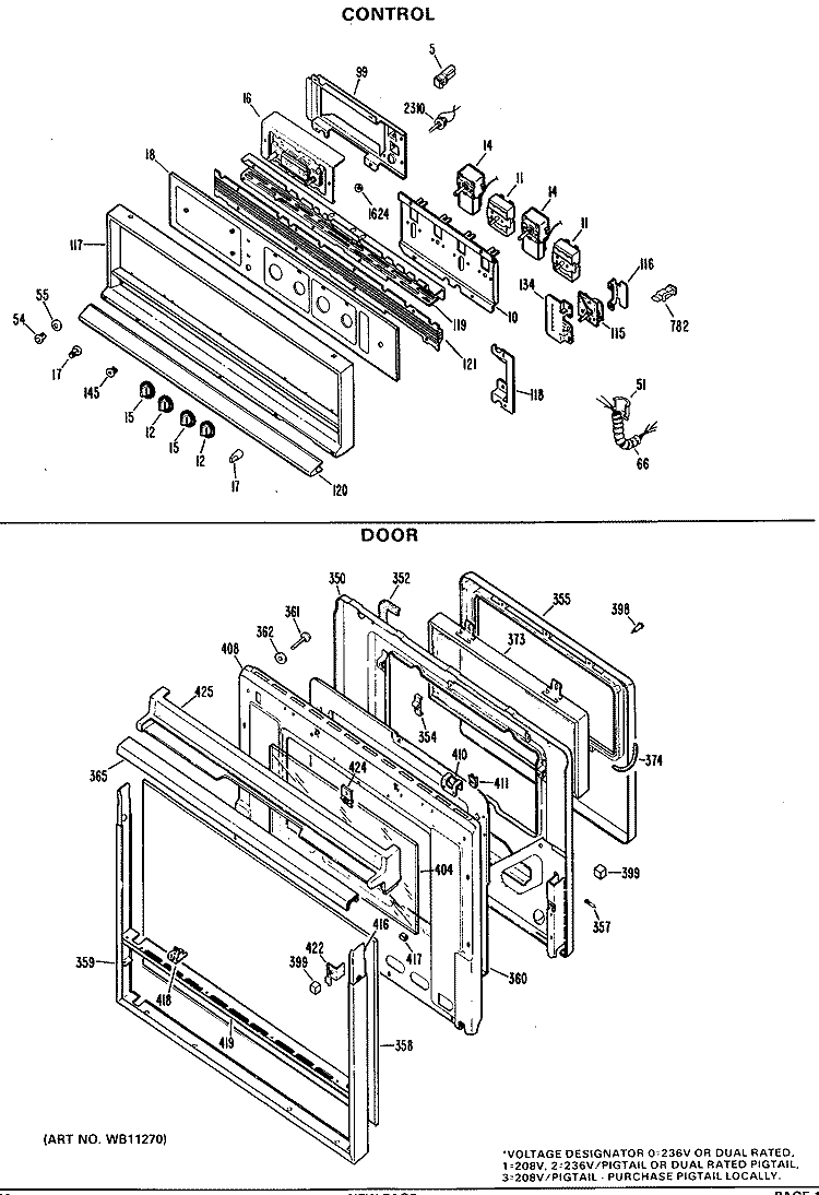 CONTROL Diagram and Parts List for JKP37G*L1  General Electric Wall Oven