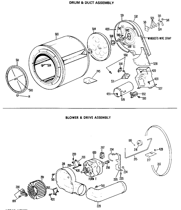 DRUM & DUCT ASSEMBLY Diagram and Parts List for DDG6487LAL  General Electric Dryer
