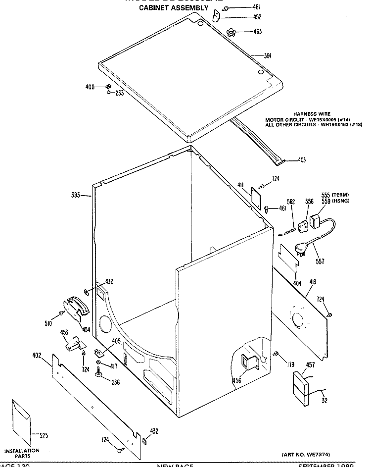 CABINET ASSEMBLY Diagram and Parts List for DDG6688LAL  General Electric Dryer