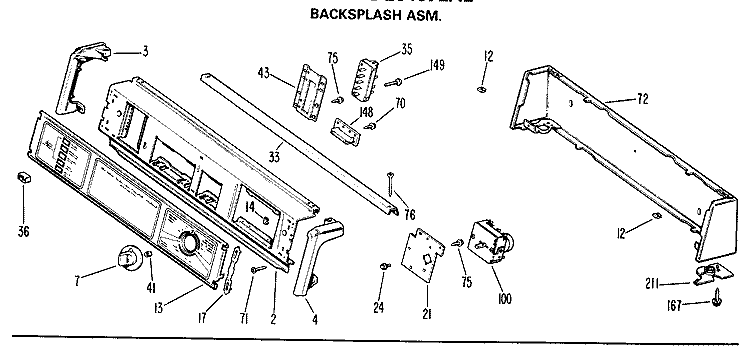 BACKSPLASH ASM. Diagram and Parts List for DDE6407LAL  General Electric Dryer