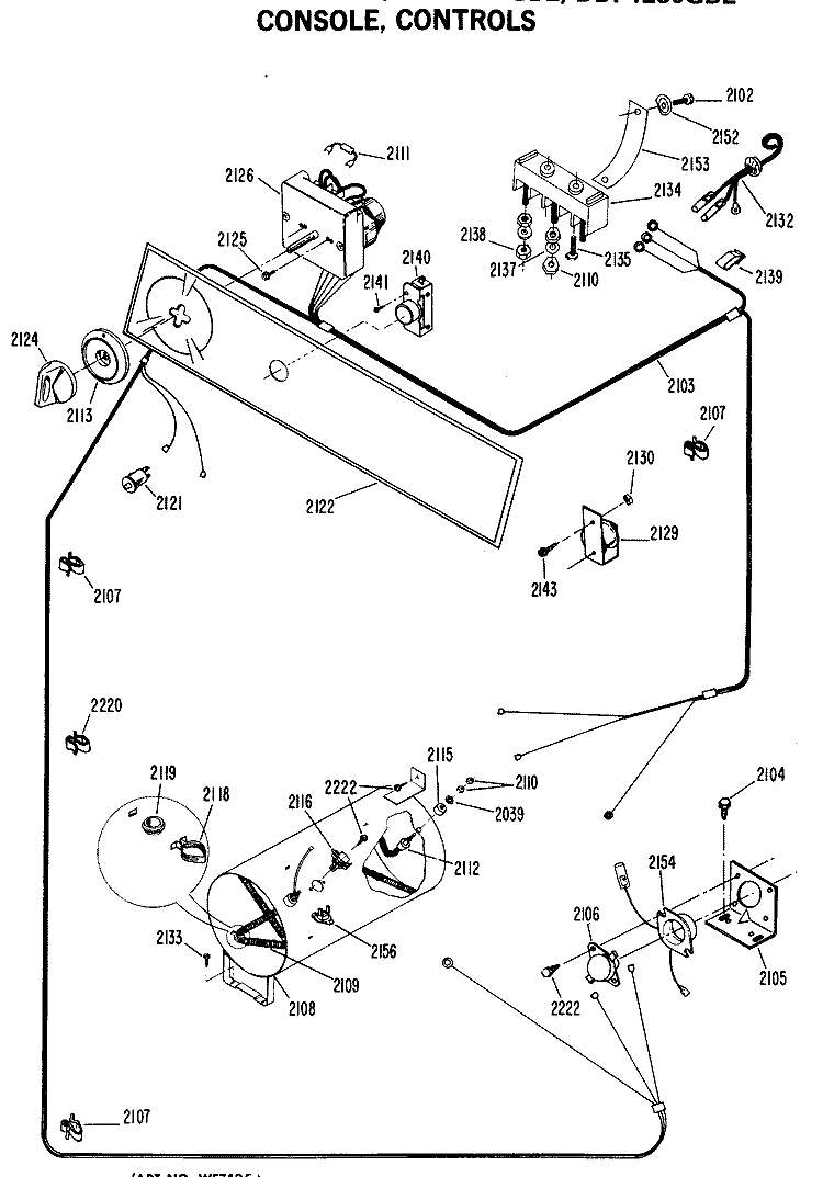 CONSOLE, CONTROLS Diagram and Parts List for DDP1280GBE  General Electric Dryer