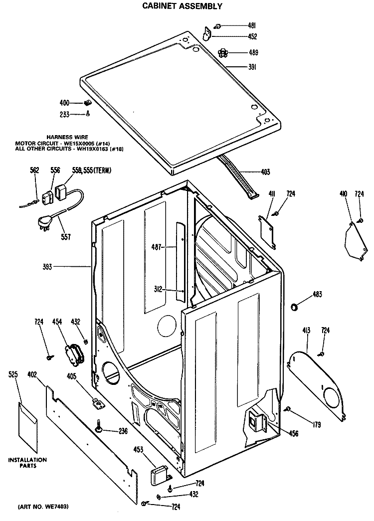 CABINET ASSEMBLY Diagram and Parts List for DDG9280GHL  General Electric Dryer