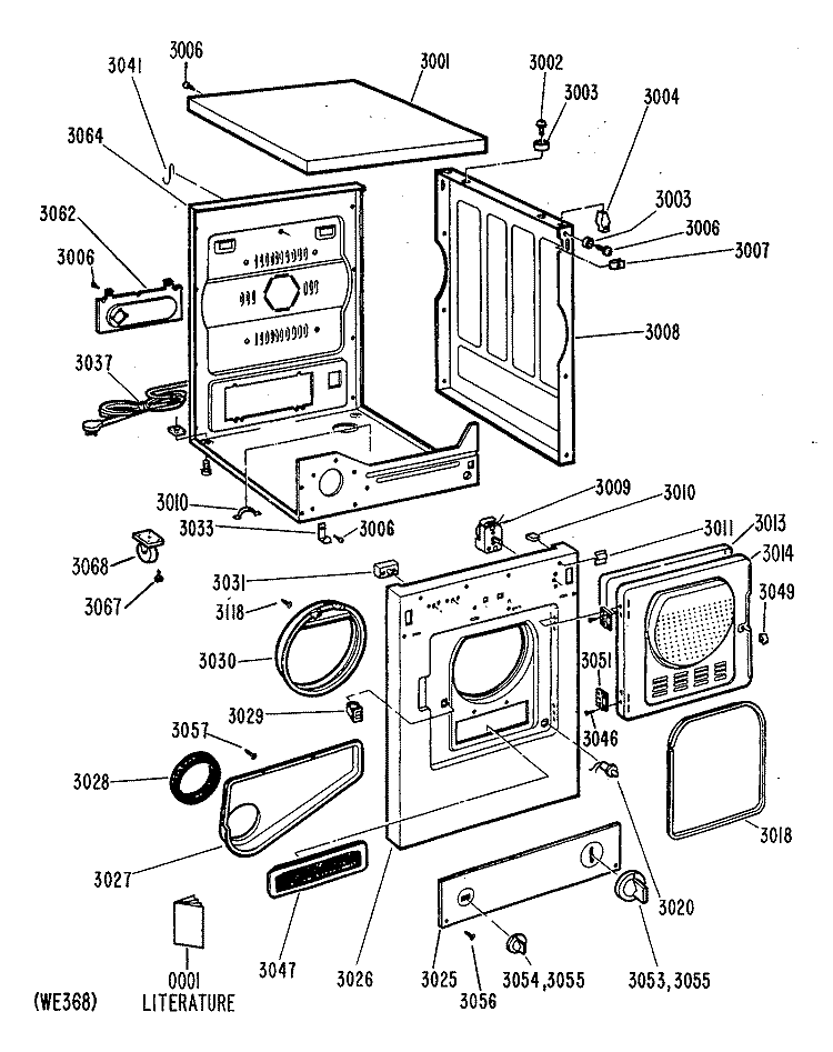 Section Diagram and Parts List for DDP1370GAM  General Electric Dryer