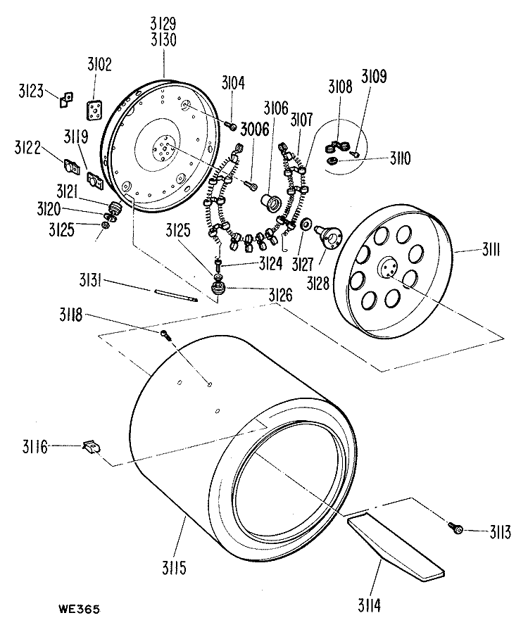 Section Diagram and Parts List for DDP1375GEM  General Electric Dryer