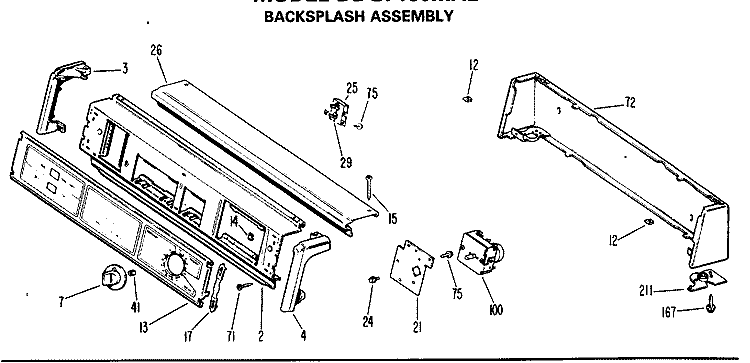 BACKSPLASH ASSEMBLY Diagram and Parts List for DDG7180MAL  General Electric Dryer