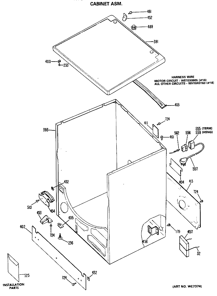 CABINET ASM. Diagram and Parts List for DDG7180MAL  General Electric Dryer