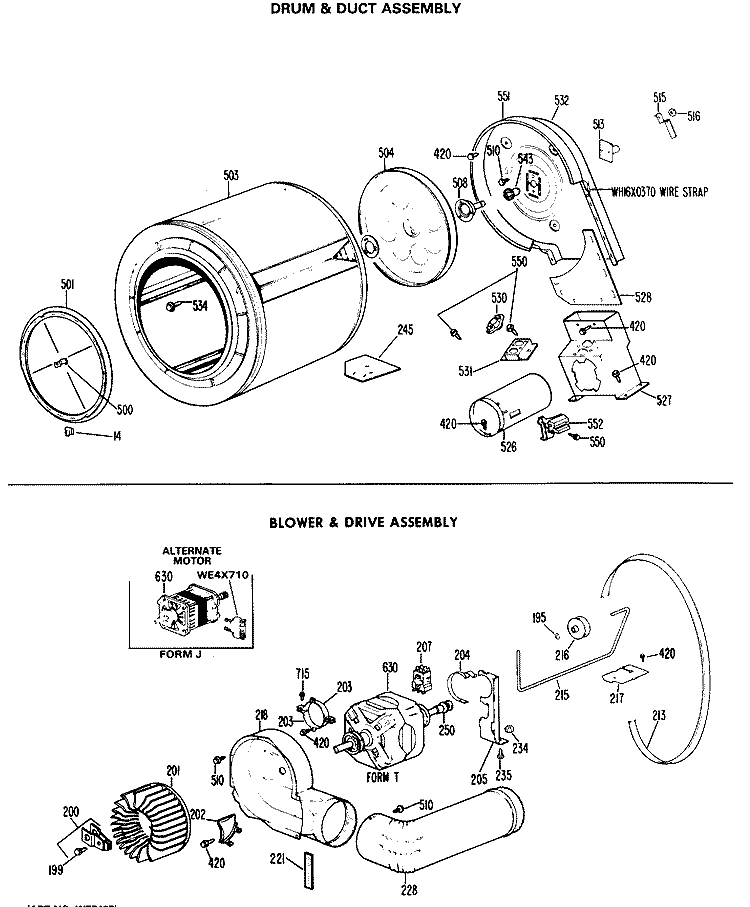 DRUM & DUCT ASSEMBLY Diagram and Parts List for DDG7180MAL  General Electric Dryer