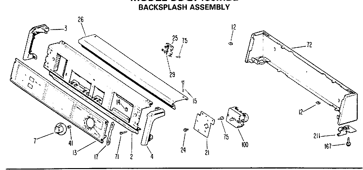 BACKSPLASH ASSEMBLY Diagram and Parts List for DDG7180MBL  General Electric Dryer
