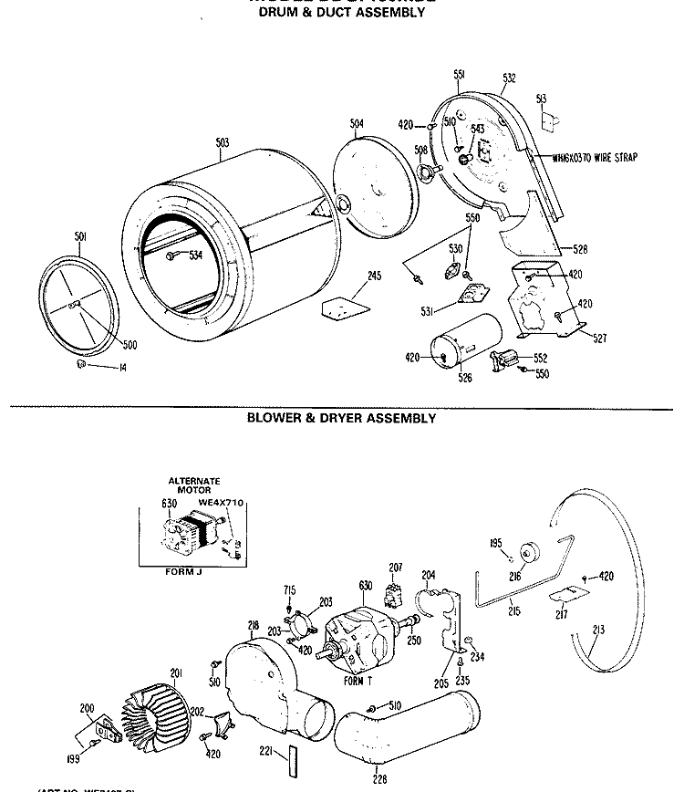 DRUM & DUCT ASSEMBLY Diagram and Parts List for DDG7180MBL  General Electric Dryer