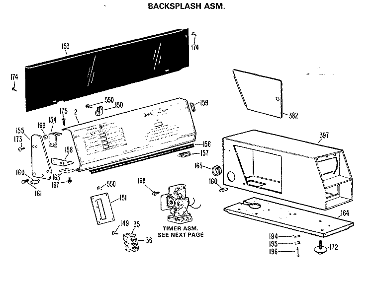 BACKSPLASH ASM. Diagram and Parts List for DDC5000MBL  General Electric Dryer