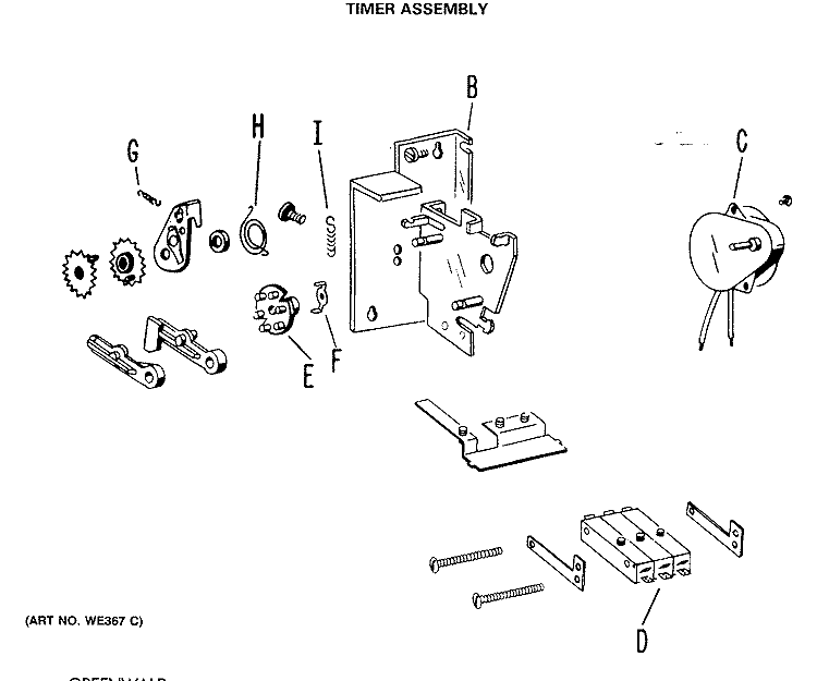 TIMER ASSEMBLY Diagram and Parts List for DDC5000MBL  General Electric Dryer