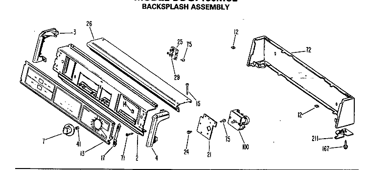 BACKSPLASH ASSEMBLY Diagram and Parts List for DDG7180MCL  General Electric Dryer