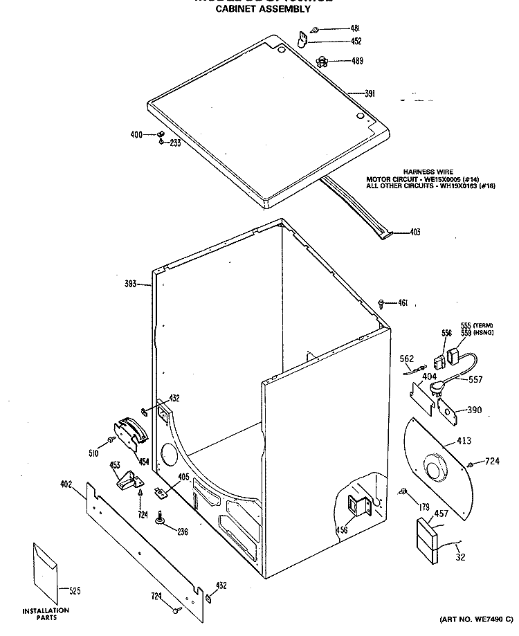 CABINET ASSEMBLY Diagram and Parts List for DDG7180MCL  General Electric Dryer