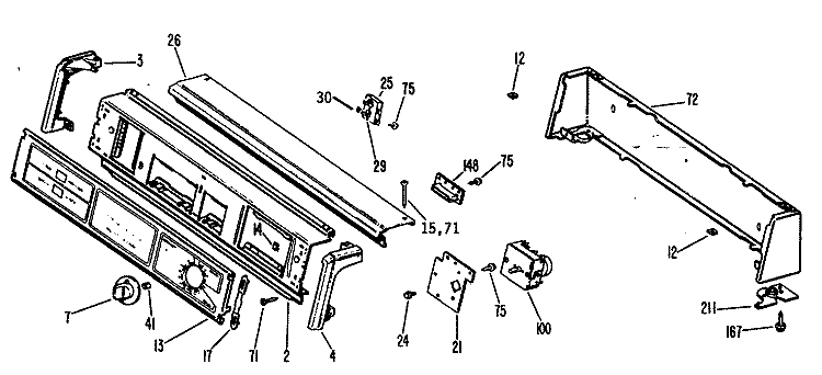 Section Diagram and Parts List for DDE7100MCL  General Electric Dryer