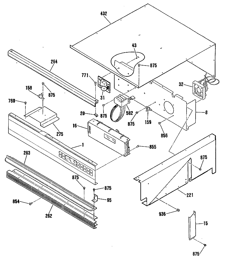 Section Diagram and Parts List for ZEK736GP1BG  General Electric Wall Oven