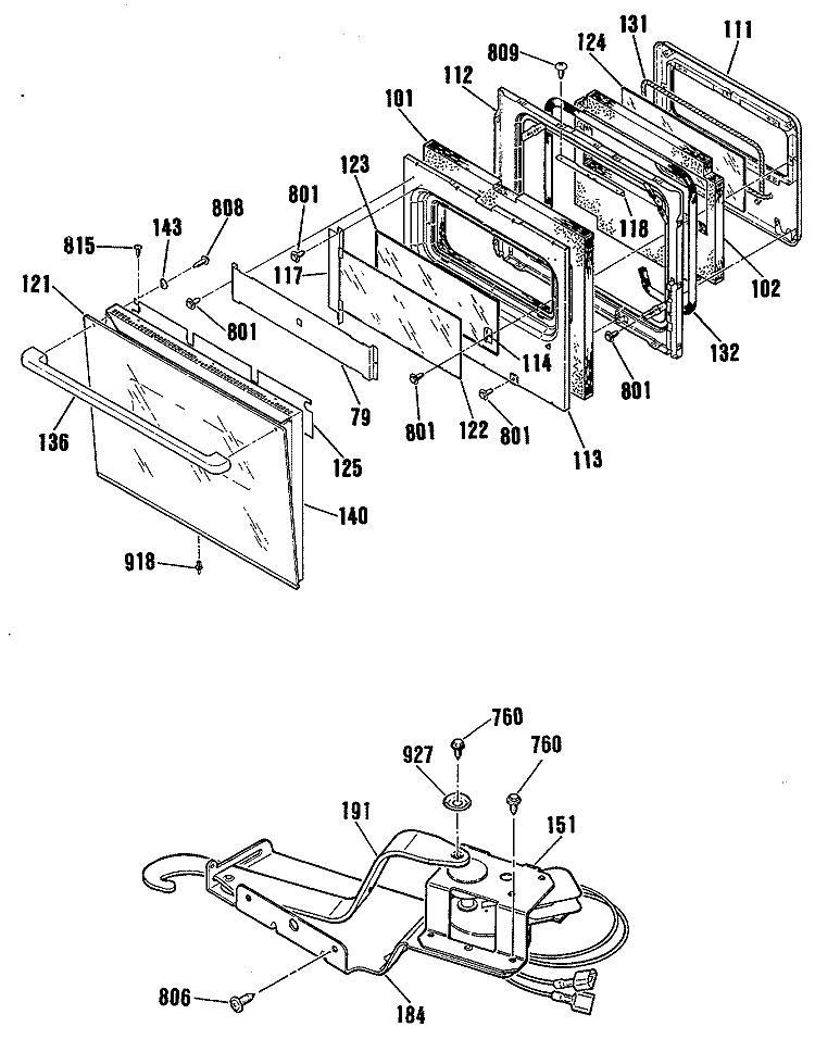 Section Diagram and Parts List for ZEK736GP1BG  General Electric Wall Oven