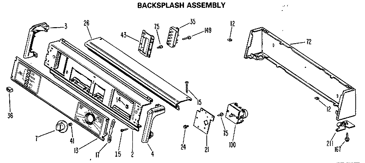 BACKSPLASH ASSEMBLY Diagram and Parts List for DDG7288MXL  General Electric Dryer